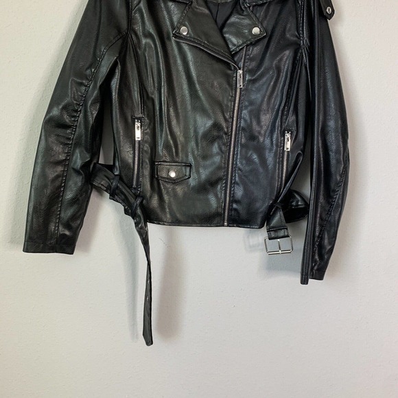 Urban Retro Black Vegan Leather Motorcycle Jacket - Picture 2 of 5
